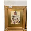 Image 1 : Framed Native American Portrait Print Featuring Beadwork
