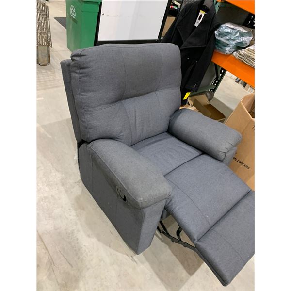 Gray Recliner Chair with Lever Mechanism for Adjustable Positions