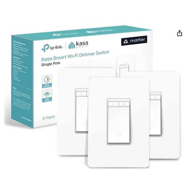 TP-Link Kasa Smart Wi-Fi Light Switch 3-Pack, Single Pole