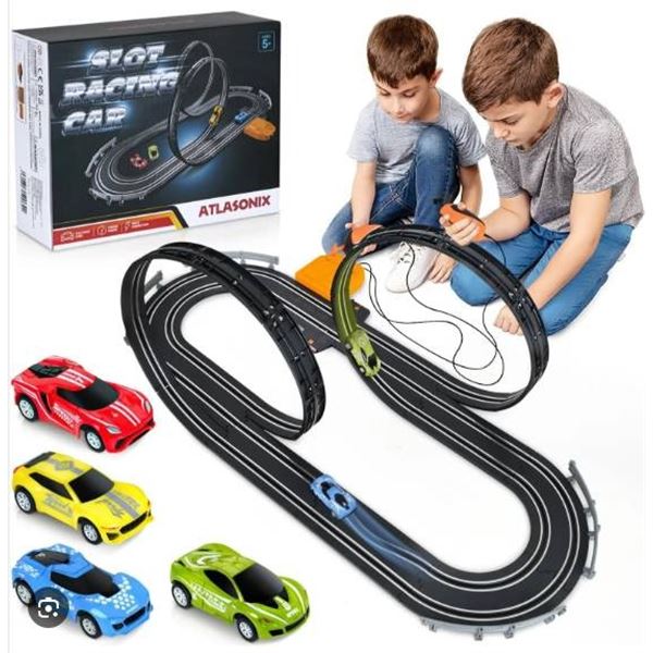 Atlasonix Slot Racing Car Track Set with 244 cm Racing Track