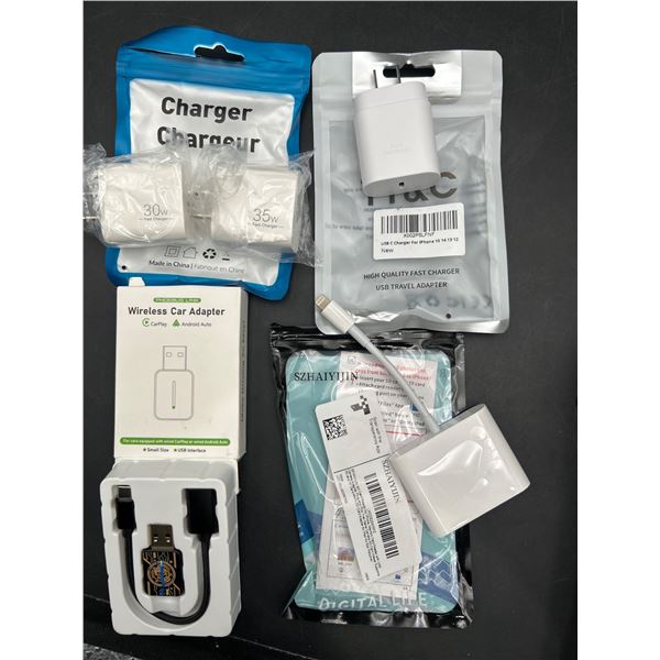 Lot of Electronics Accessories Including Chargers and Adapters