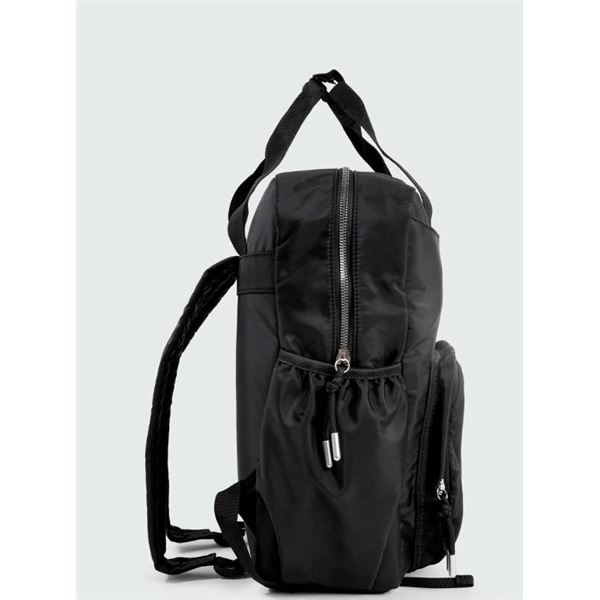 Black Backpack with Zipper Compartments and Adjustable Straps