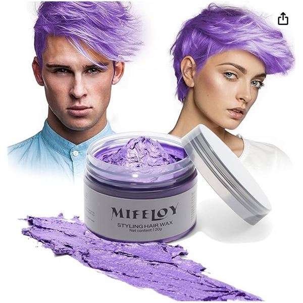 Mifei Loy Temporary Purple Hair Spray Color Wax, Instant Natural Violet Hairstyle Cream Dye 4.23 oz