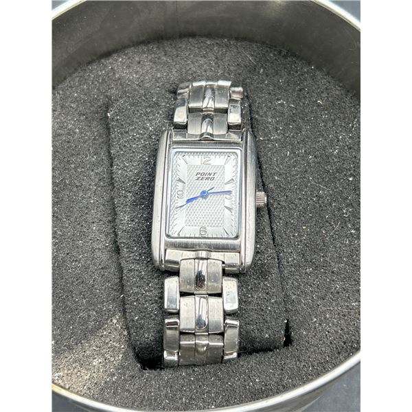 Point Zero Rectangular Watch with Stainless Steel Band
