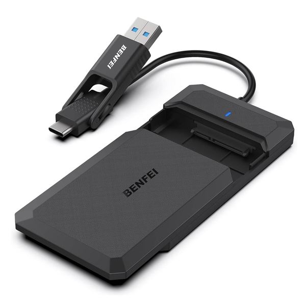 BENFEI 2.5 Inch SATA to USB Tool Free External Hard Drive Enclosure, USB Type-C/Type-A to Sata Compa