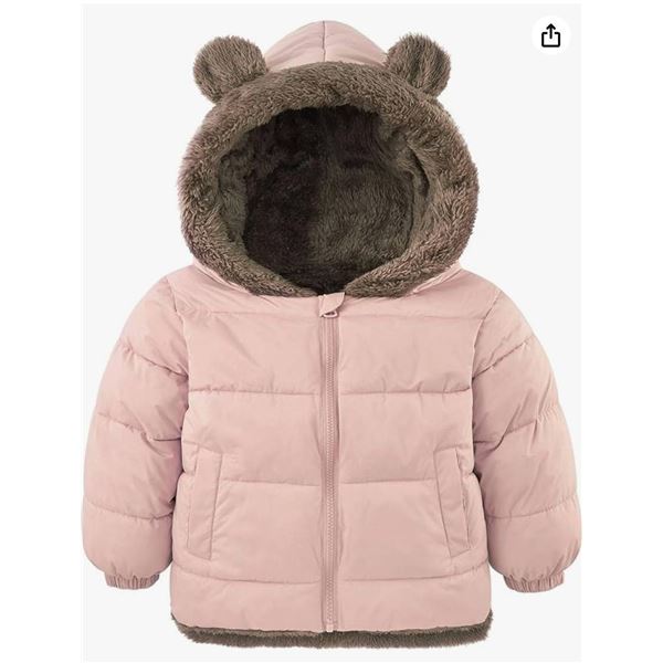 Acocopy Baby Boys Girls Winter Coats Toddler Cute Bear Ear Hooded Jacket Kids Zip Up Warm Padded Puf