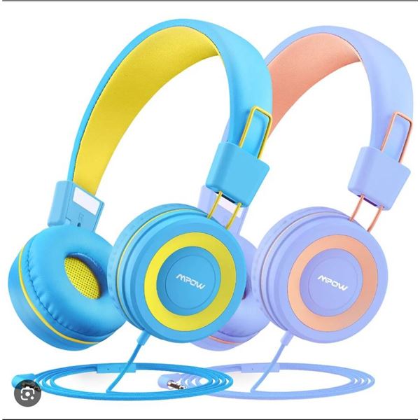 Mpow CH6 Kids Wired Headphones, 91dB, 2-Pack, Foldable Design