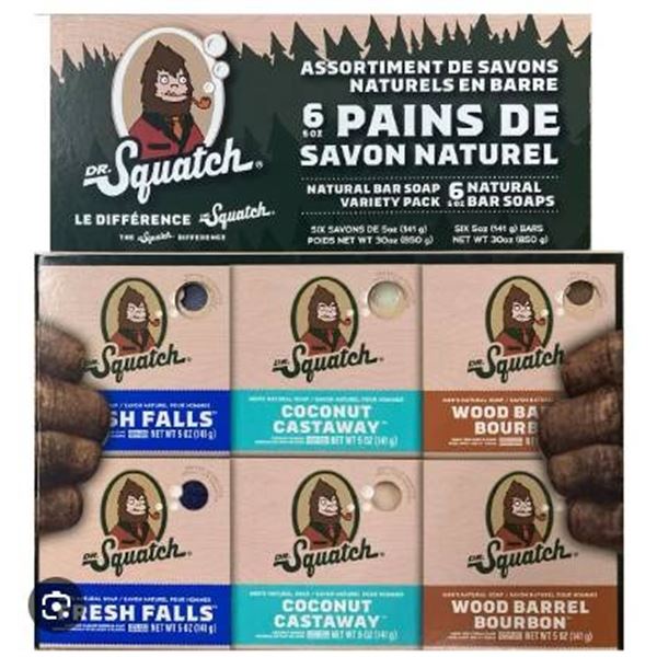 Dr. Squatch Natural Bar Soap Variety Pack, 6 Soaps, 5 Oz Each
