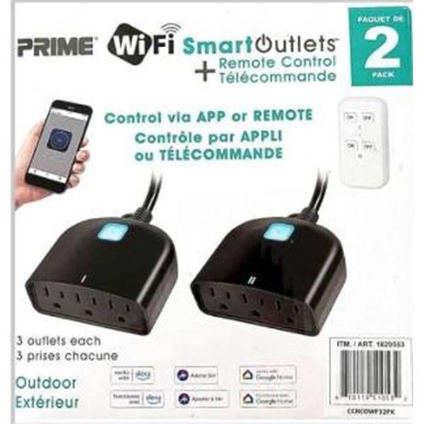 Prime WiFi Smart Outlets with Remote Control 2-Pack
