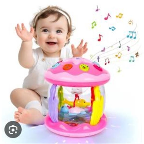Rotating Polly Music Lights with Cartoon Animal Details for Ages 6+ Months
