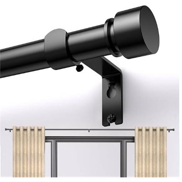 Adjustable Black Curtain Rod, 17 to 160 Inches, Heavy Duty