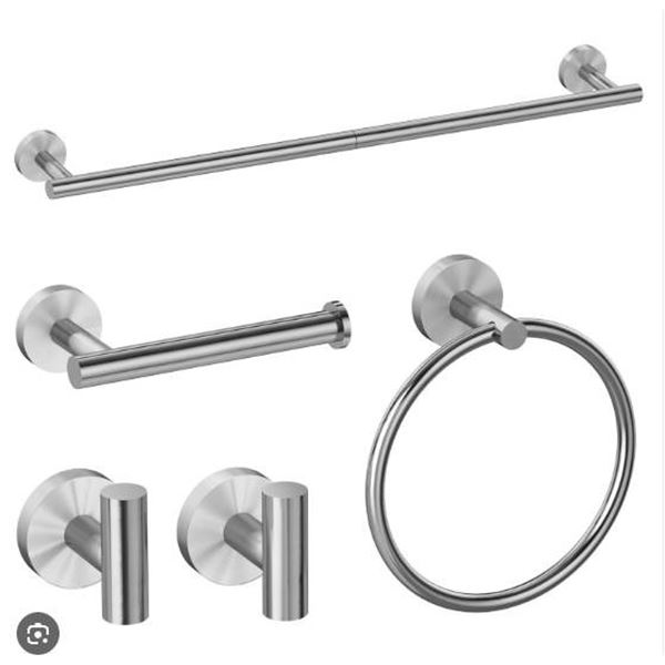 Hitslam Bathroom Accessories Set, Brushed Nickel, Model HIT-YGTZ-LS-CA