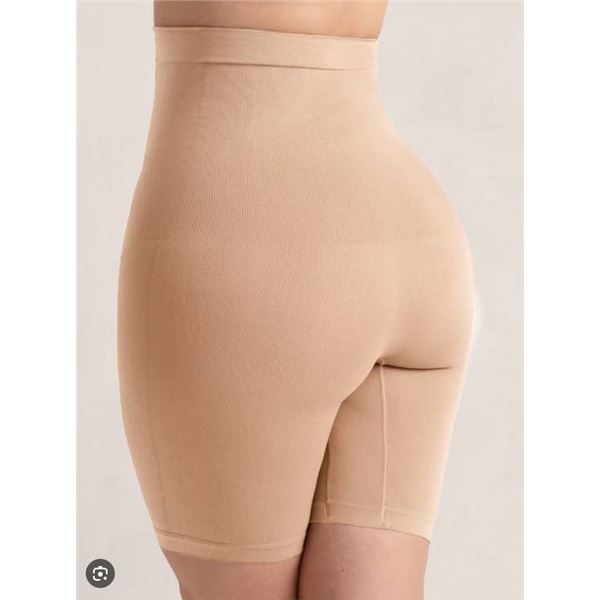 Shapermint Essentials High-Waisted Shaper Shorts, M/L, Sand Color, Model #55021