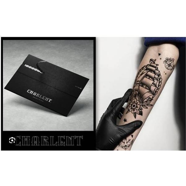 Charlenf Temporary Tattoos for Black Skull Design – 9 sheets