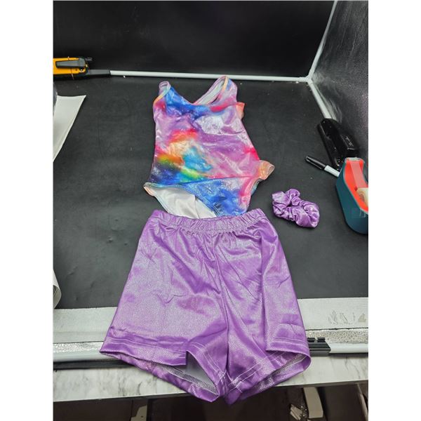 Girl’s Gymnastics Outfit With Shorts & Hair Tie, Size 8