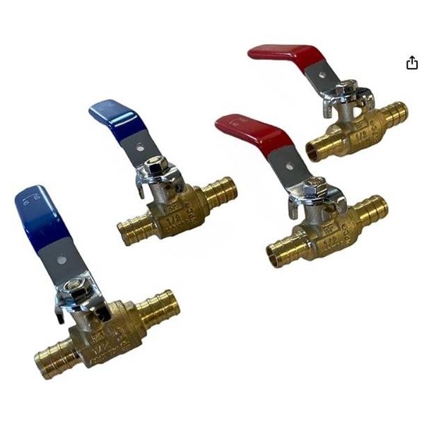 Longda Brass Ball Valve Set with Brass Fittings and Nut Water 1/2-Inch