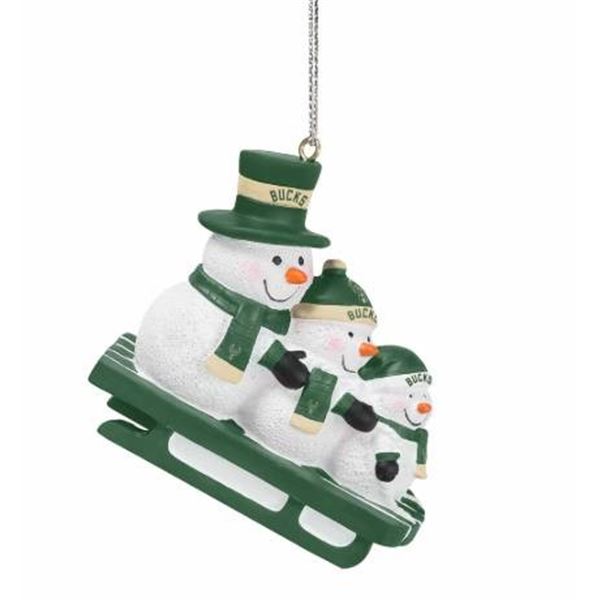 Milwaukee Bucks FOCO Team Ornament Featuring Snowmen Design