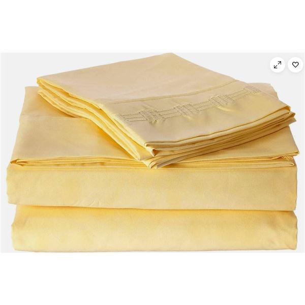 Comfy Bamboo World 9900 Platinum Series King Sheet Set-TopSheet,Fitted Sheet & 2 Pillow Covers Yello