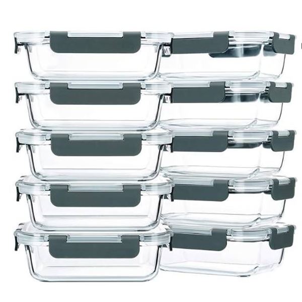 Micro Glass Meal Prep Containers, Set of 10, 22 oz