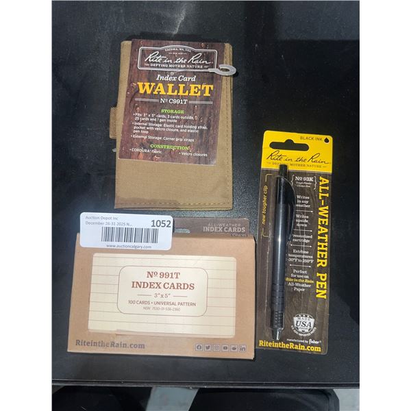 Rite in the Rain No. C991 Pocket Card Wallet, No. 991T Index Cards, All-Weather Pen Combo