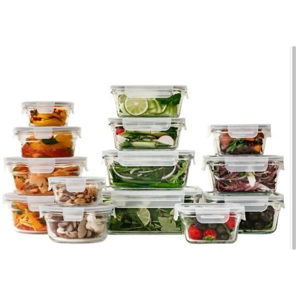 28-Piece Glasslock Glass Food Storage Container Set with Lids