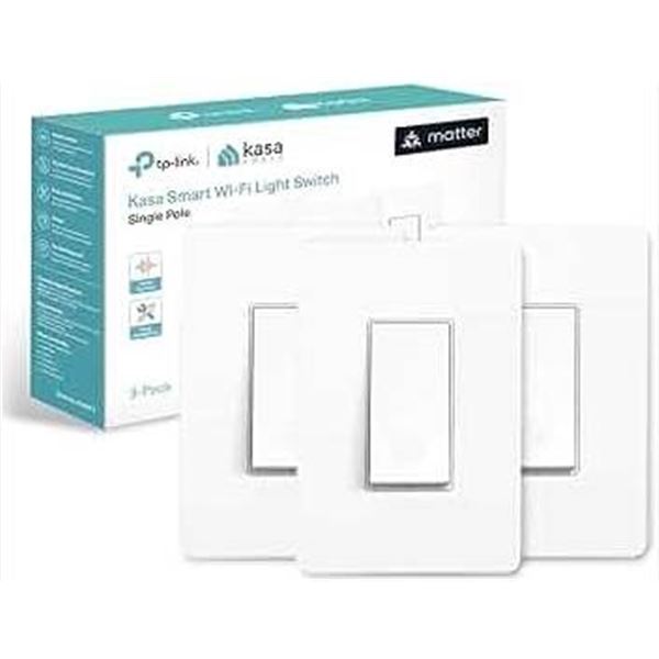 Tp-Link Kasa Smart Wi-Fi Light Switch, Single Pole, 3-Pack