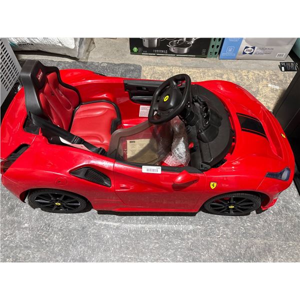 Red Electric Ride-On Ferrari Car for Kids with Steering and Dashboard