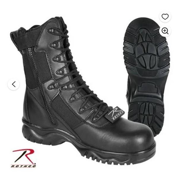 Rothco 8″ Forced Entry Tactical Boot With Side Zipper & Composite Toe – Black, 7.5