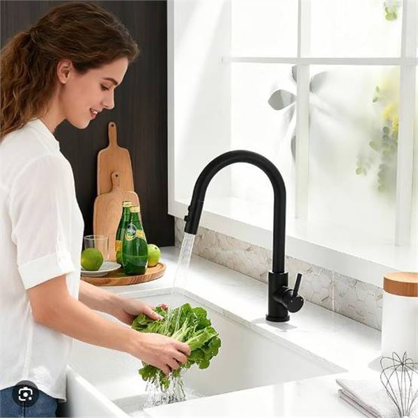 Kincaid Crafts Kitchen Faucet With Pull-Down Sprayer- Stock photo shows black product, Please see ph