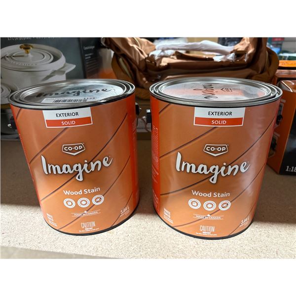 Lot of 2  Co-op Imagine Exterior Solid Wood Stain Cans, 3.45 L Each