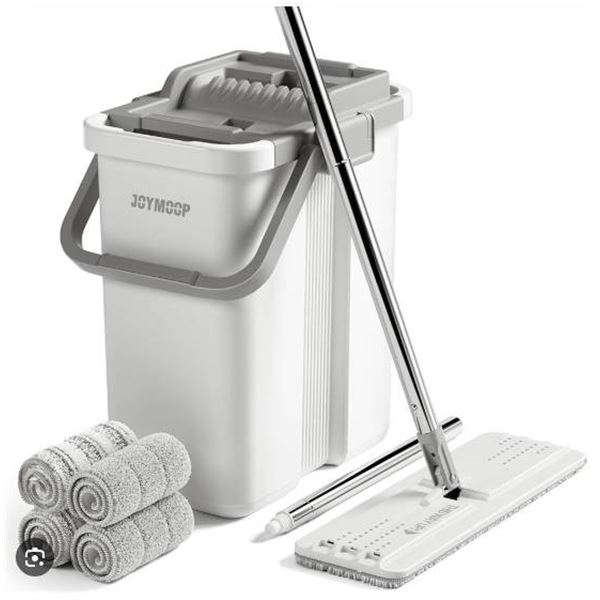 JoyMoop Squeeze Flat Mop and Bucket System for 13.0 x 4.9 Inch Mop Head