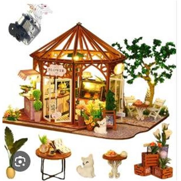 Halision FBA-HD-0002 DIY Miniature Coffee Shop Model Kit, Ages 14+