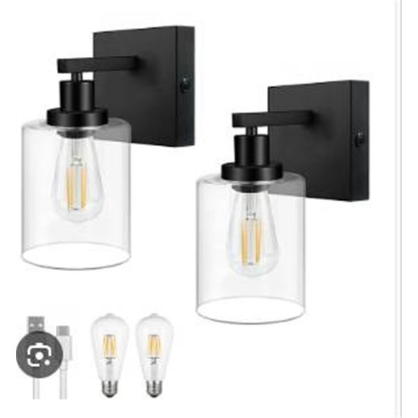 Globe Rechargeable 2-Pack Wall Lamps with USB-C Charging