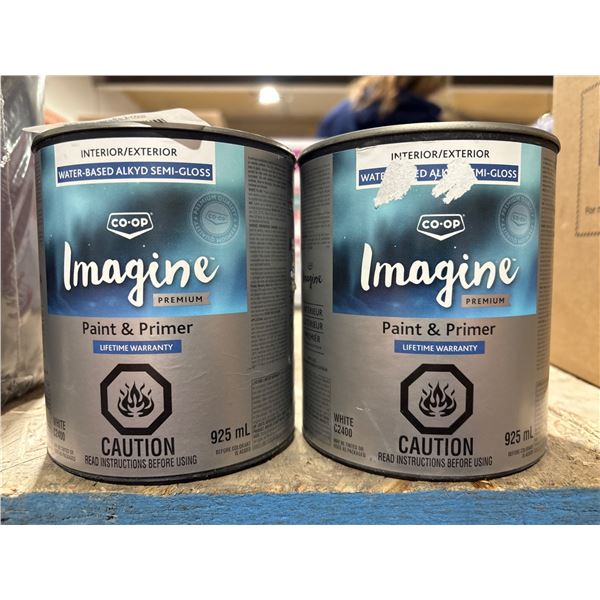 Co-op Imagine Premium Water-Based Alkyd Semi-Gloss Paint and Primer 925 mL (2 Pack)