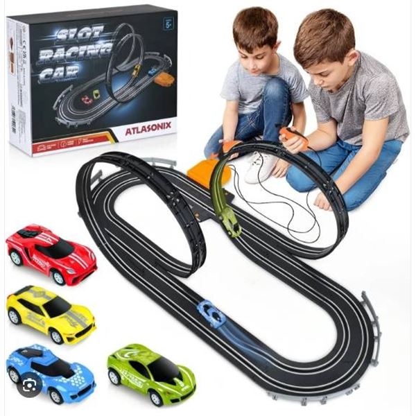 Atlasonix Slot Racing Car Set with Track and Vehicles for Ages 5+