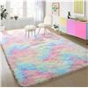 Image 1 : OLANLY Soft Fluffy Area Rug, 5×8, Rainbow Design