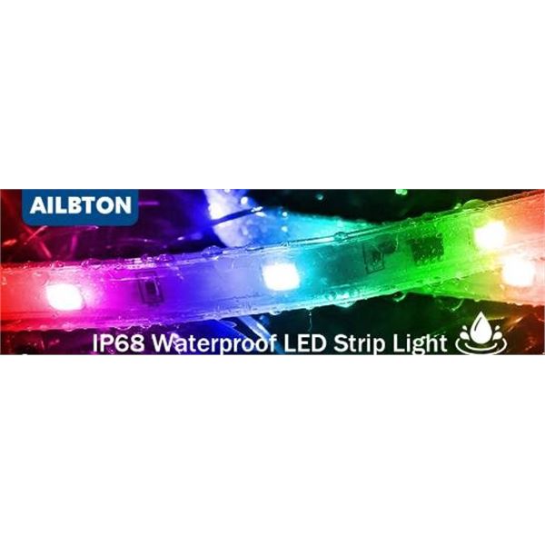 AIBLTON 300ftOutdoor LED Strip Lights with Adhesive Back, IP68 Waterproof, RGB Lighting