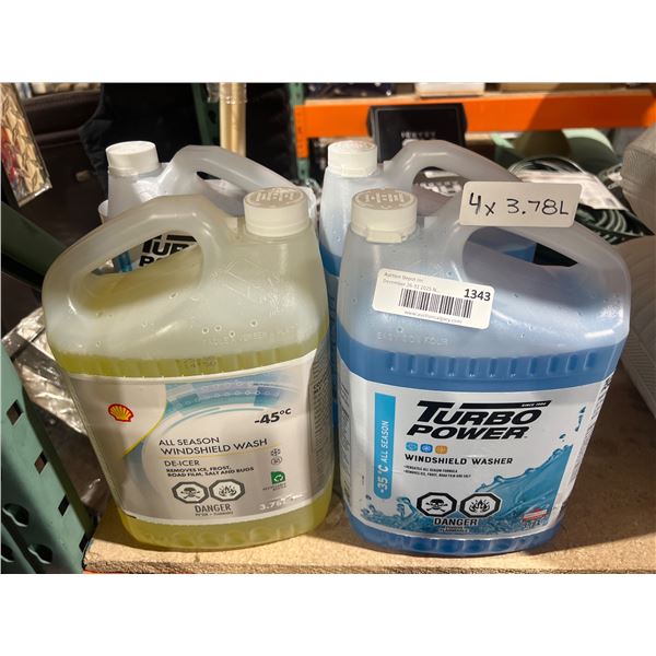 Assorted (4 x 3.78L) All-Season Windshield Washer Fluids From Shell and Turbo Power