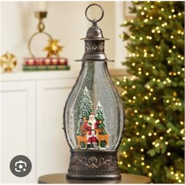 Holiday Lantern With LED Light and Decorative Details