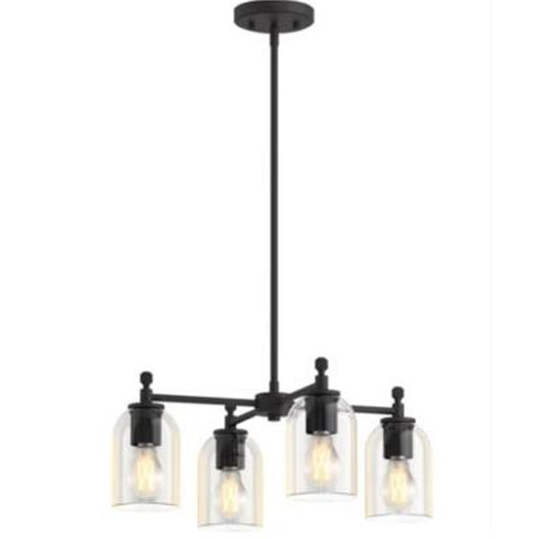 Kohler Orime 4-Light Chandelier with Clear Glass Shades and Matte Black Finish