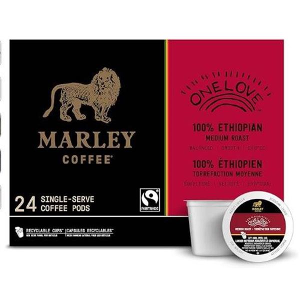 Marley Coffee One Love 100 Percent Ethiopian Medium Roast EcoCup, 24 Pods