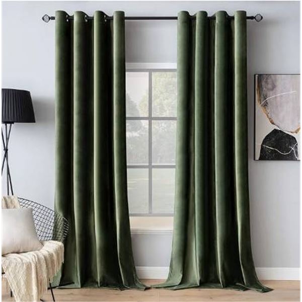 Miulee Green Curtains with Grommets – 52 x 84 Inch