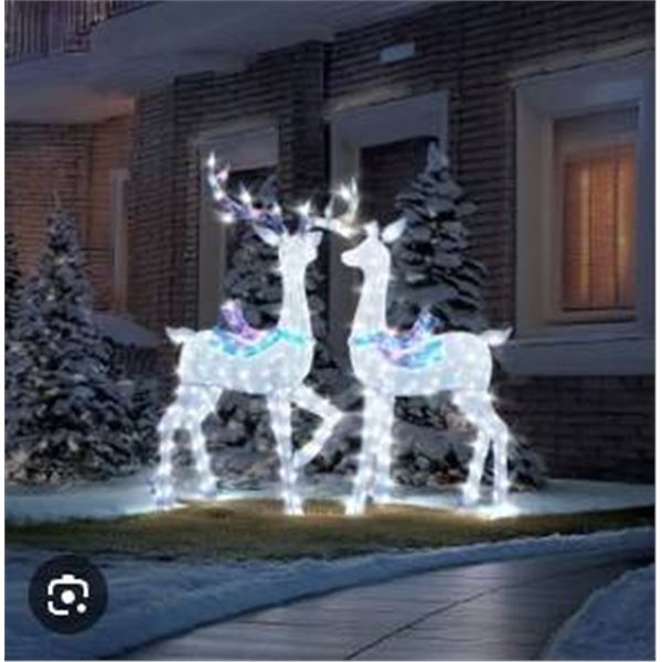 2 Deer Figurines With Twinkle LED Lights