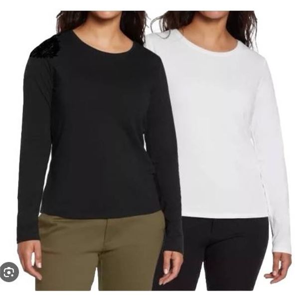 Banana Republic 2-Pack Long Sleeve Rib T-Shirts, One White One Black, Size L/G
