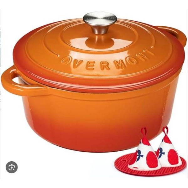 Overmont Enameled Cast Iron Dutch Oven, 26cm