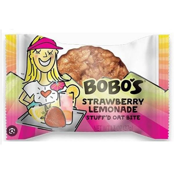 Bobos Strawberry Lemonade Flavour Stuffed Gluten-Free Oat Bites 24 Pack