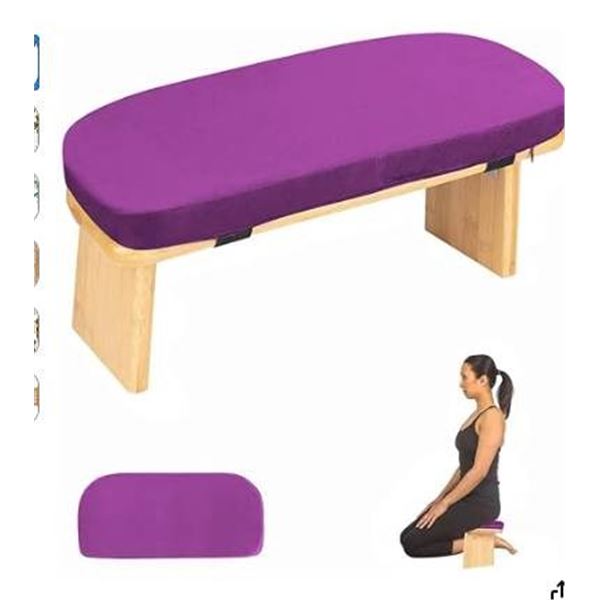 FelizMax Meditation Bench with Cushion – Bamboo and Purple Fabric
