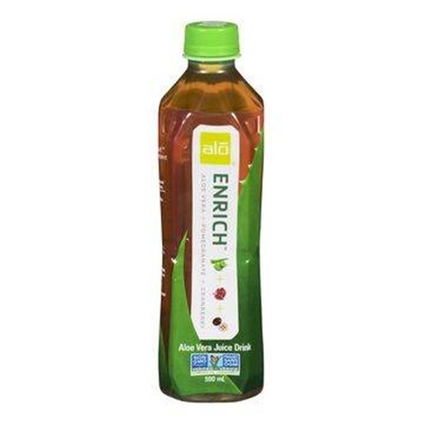 ALO Enrich Aloe Vera Juice Drink, Pomegranate Cranberry, 500ml Bottles (12-Pack Case)