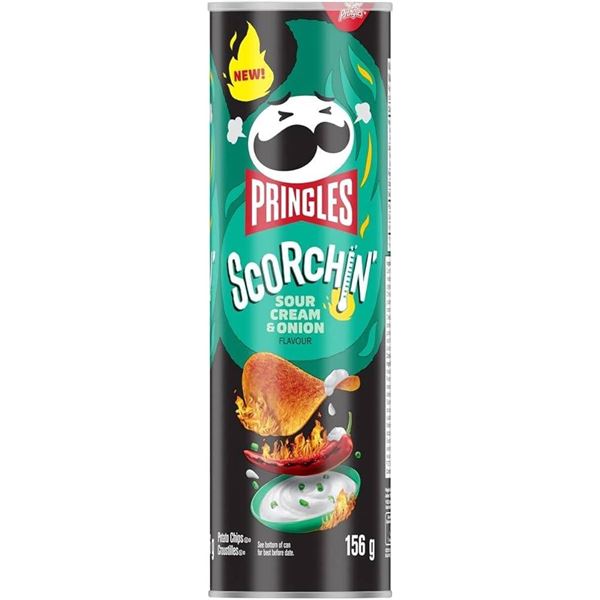Pringles Scorchin’ Hot Sour Cream and Onion Snack Tubes, 12 x 146g