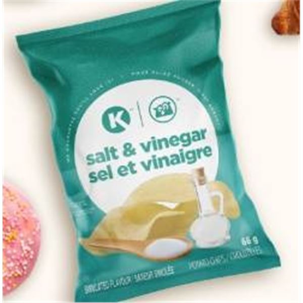 K Salt & Vinegar Potato Chips, 180g Bag x 8
